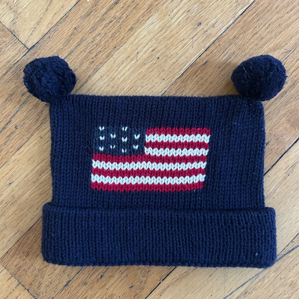 American Flag Cozy Navy Knit Baby Hat